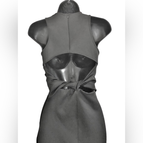Zara black scuba fit twisted back cutout front slit sleeveless dress size XS new - Picture 4 of 16